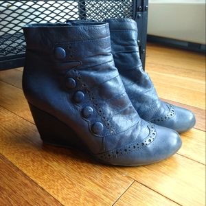 Blue leather Miz Mooz wedges